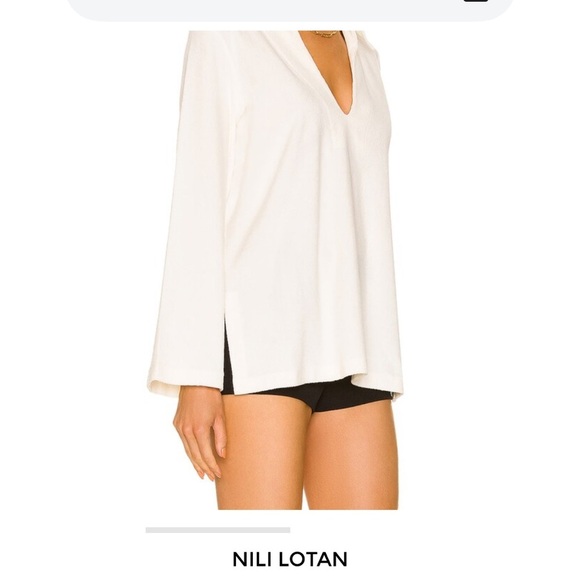 Nili Lotan Paulette Terry White 100% Cotton Shirt - Picture 5 of 10